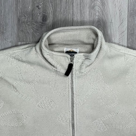 Northern Elements Shoe Prints Vintage Beige Large Fleece Jacket - Picture 2 of 7